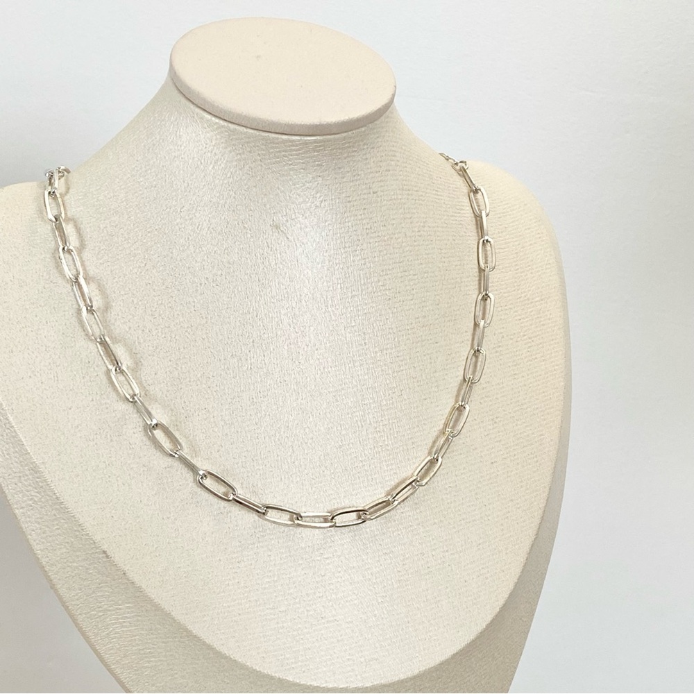 3/$20 Dainty Silver Paperclip Chain Choker Necklace - Picture 5 of 8